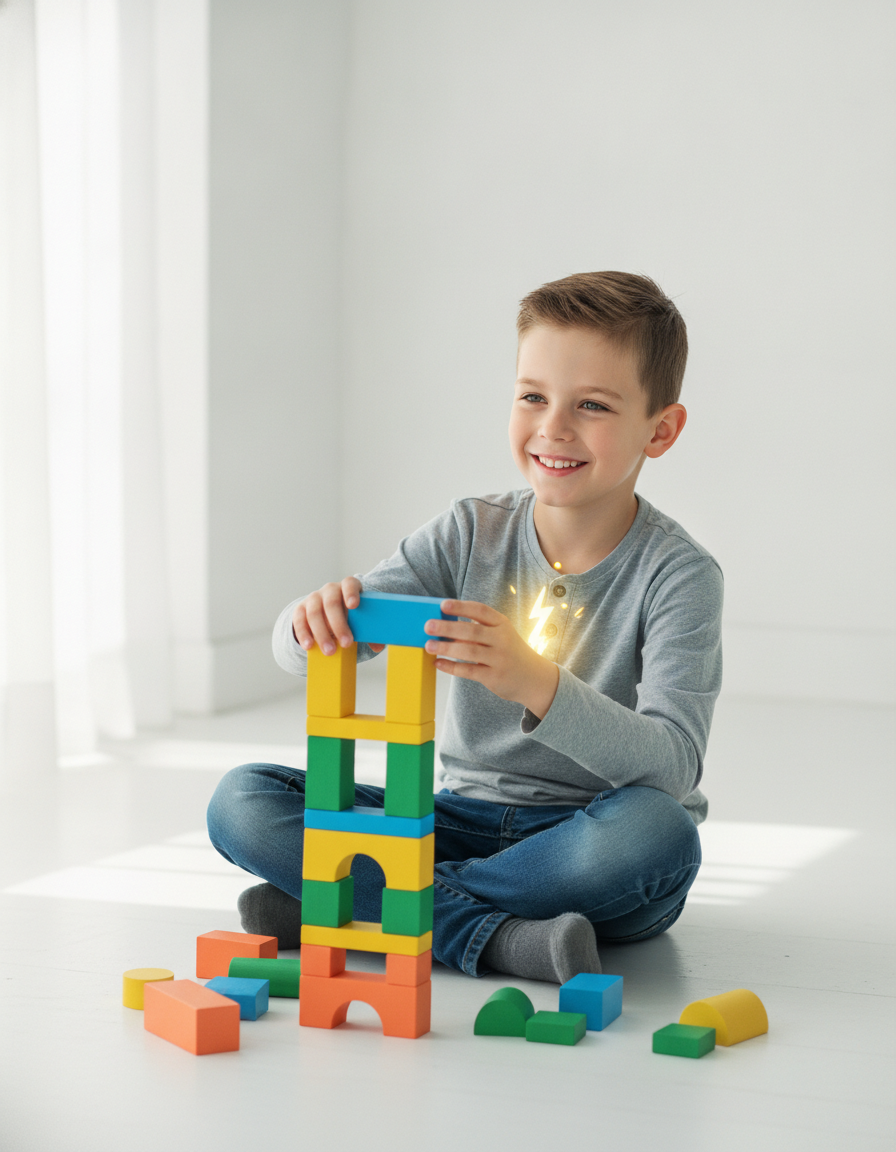 A 12-year-old gaining confidence tackling a puzzle on his own