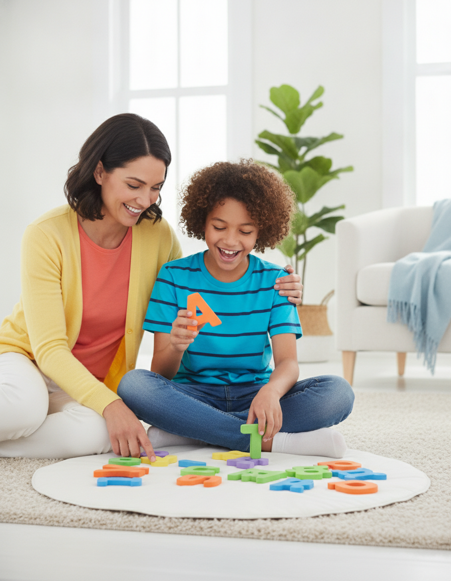 Parent and child doing a short daily learning activity together